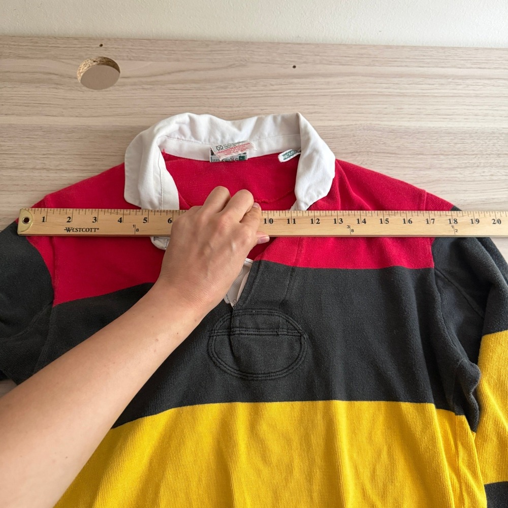 Maxmore Vintage Striped Rugby Shirt Red Black Yellow 40/102 - Picture 4 of 7